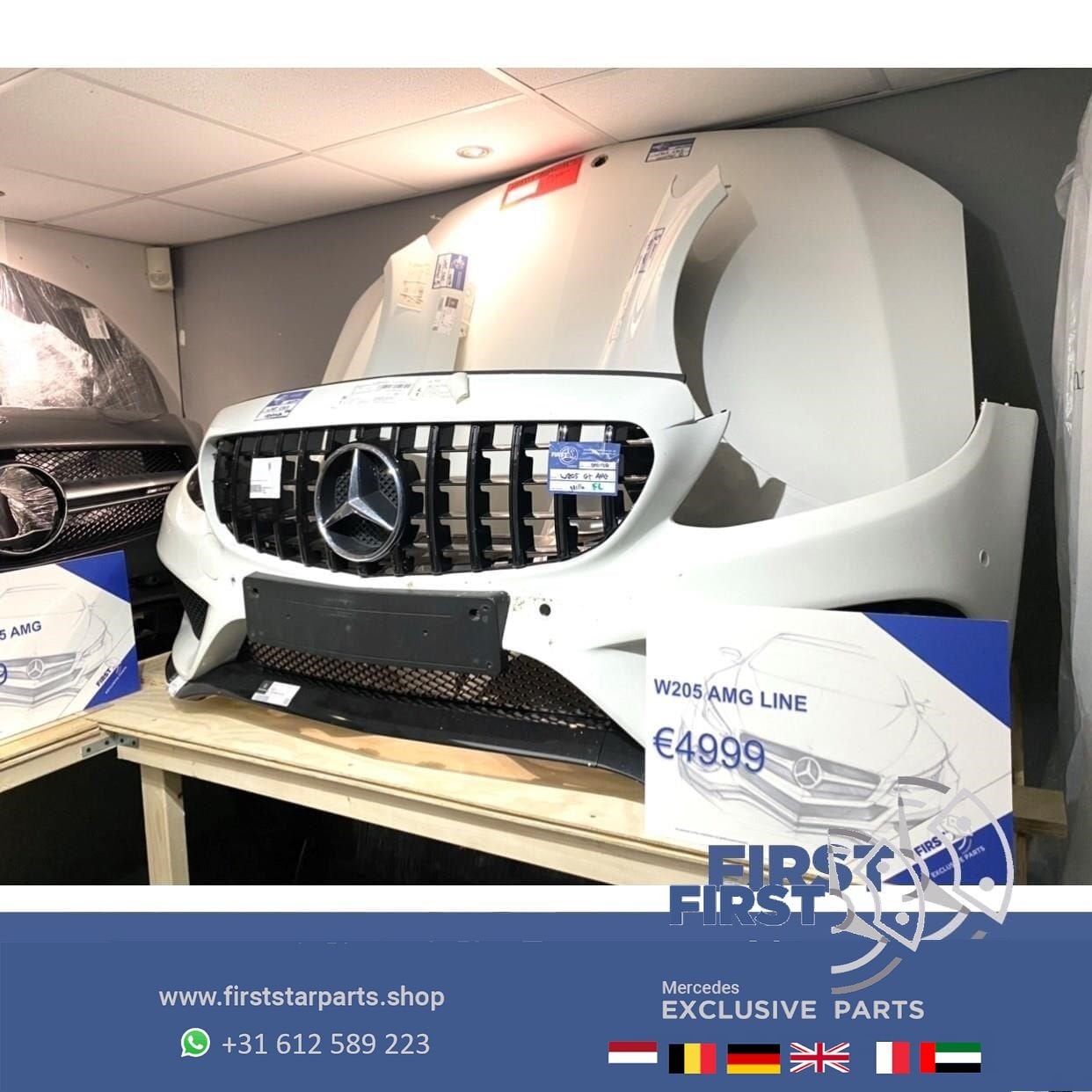 W205 C205 AMG VOORKOP WIT Mercedes C Klasse COMPLEET 2014-20, Utilisé, -, Avant, -