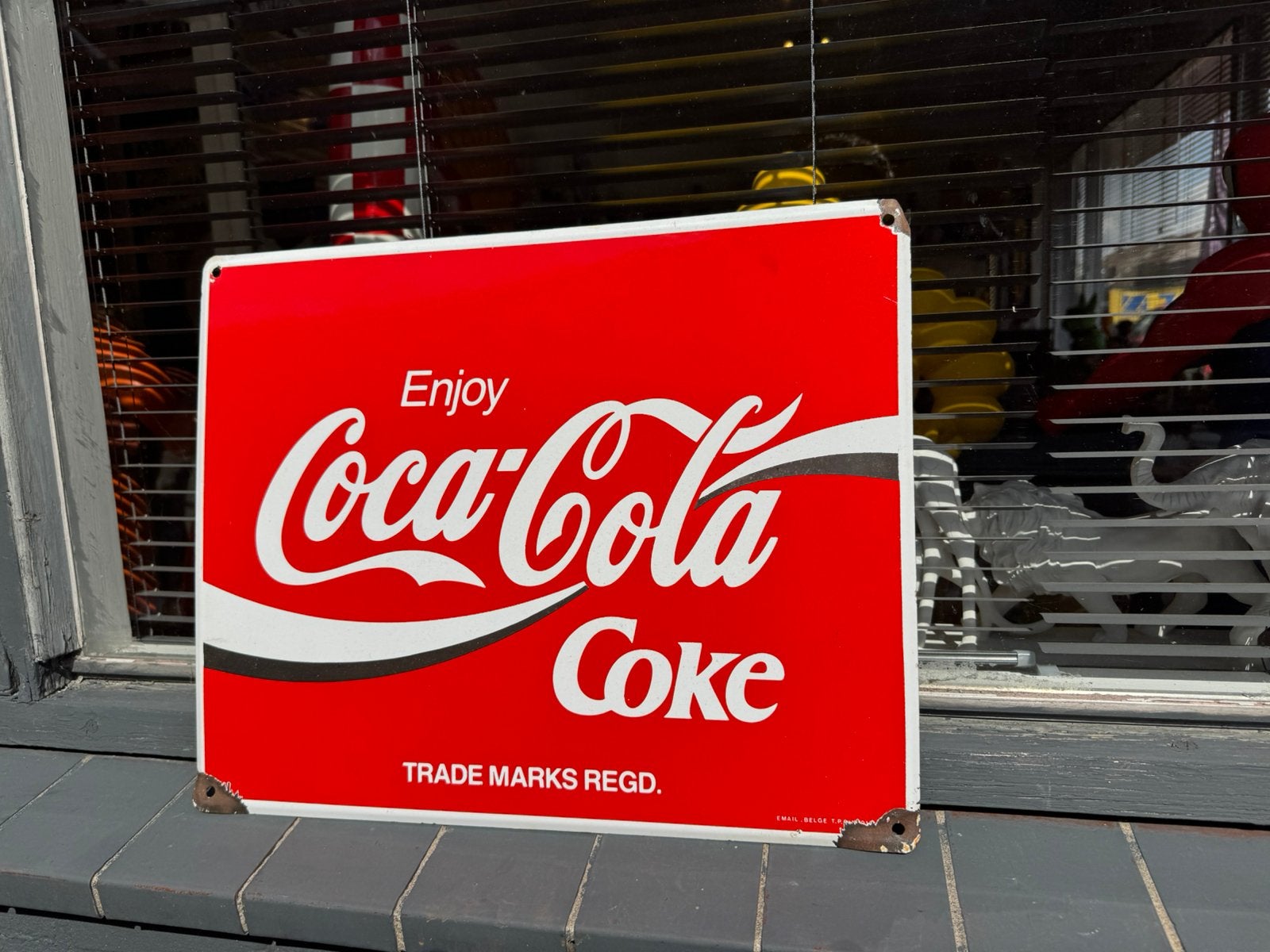 Panneau publicitaire en émail Coca Cola, Panneau publicitaire, Enlèvement ou Envoi, ., Utilisé