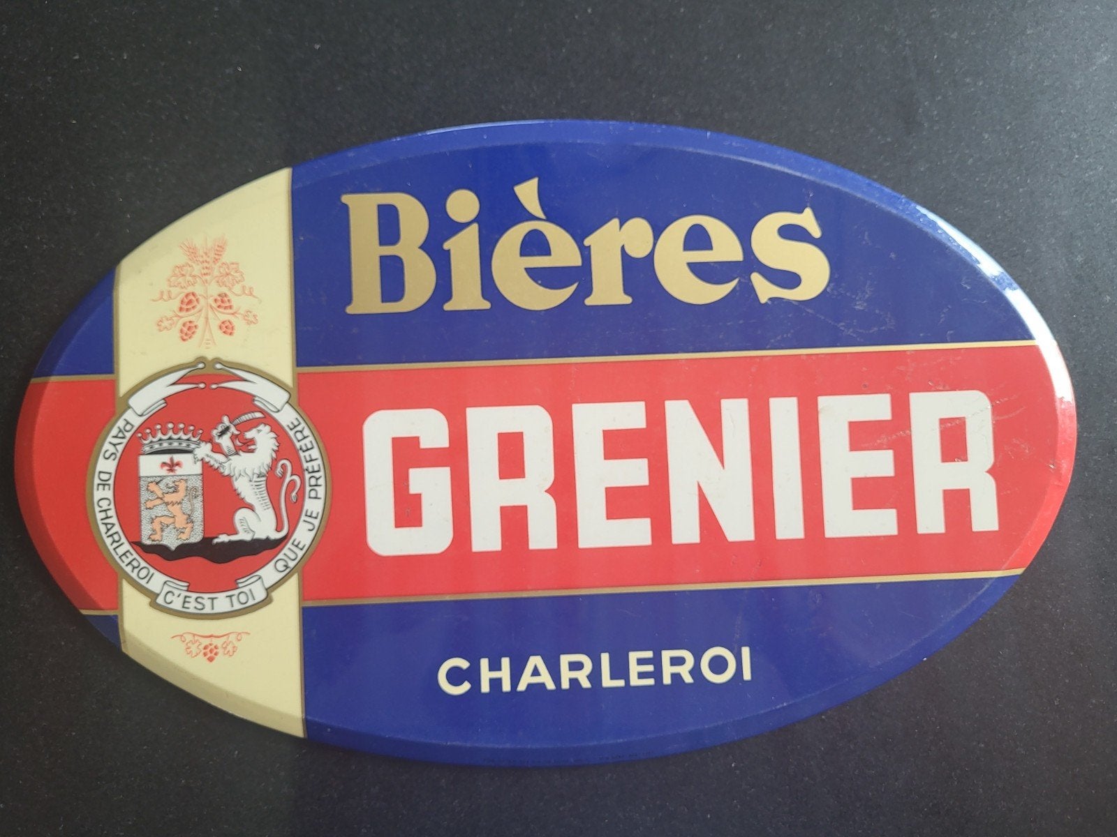 plaque Brasserie Grenier 1955, Collections, Marques de bière, Enlèvement ou Envoi