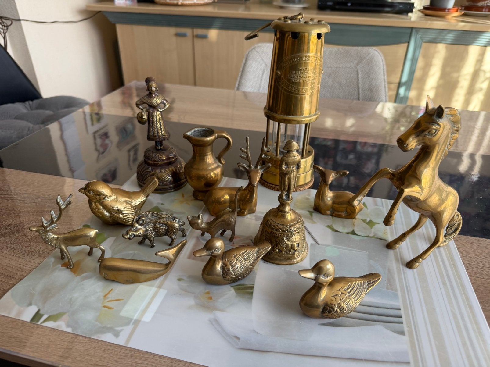 Vintage messing beeldjes &decoratie – dieren mijnwerkerslamp, Ophalen, Gebruikt