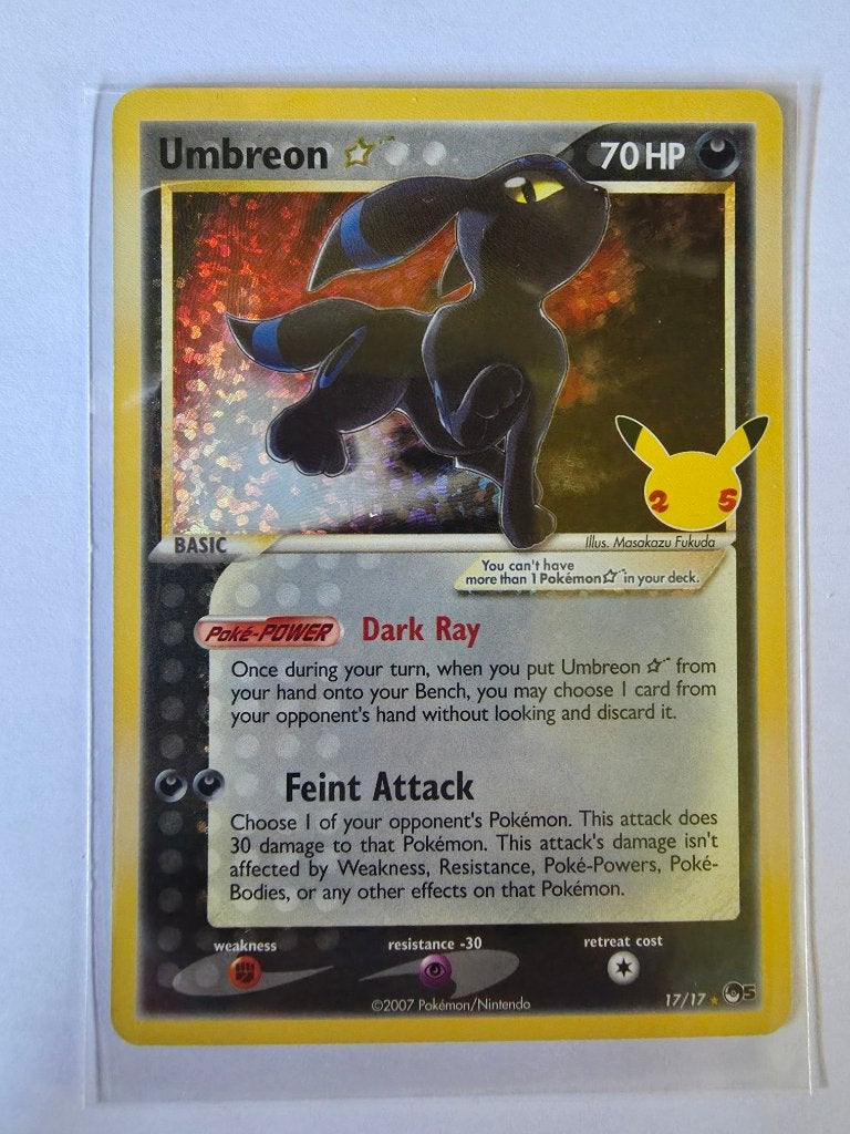 Umbreon  Gold Star 17/17 Celebrations 25th Anniversary, Ophalen of Verzenden, Nieuw, Losse kaart, Foil
