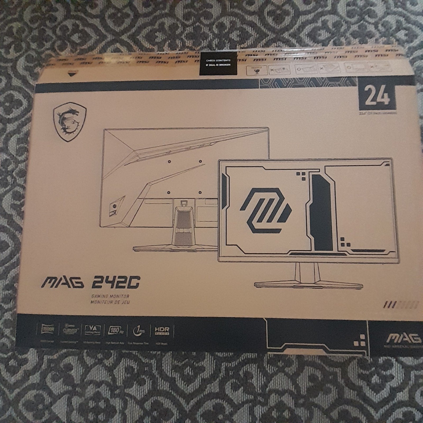 MSI MAG 242C Monitor – Zo goed als nieuw, Computers en Software, Monitoren, Zo goed als nieuw, 151 t/m 200 Hz, DisplayPort, HDMI