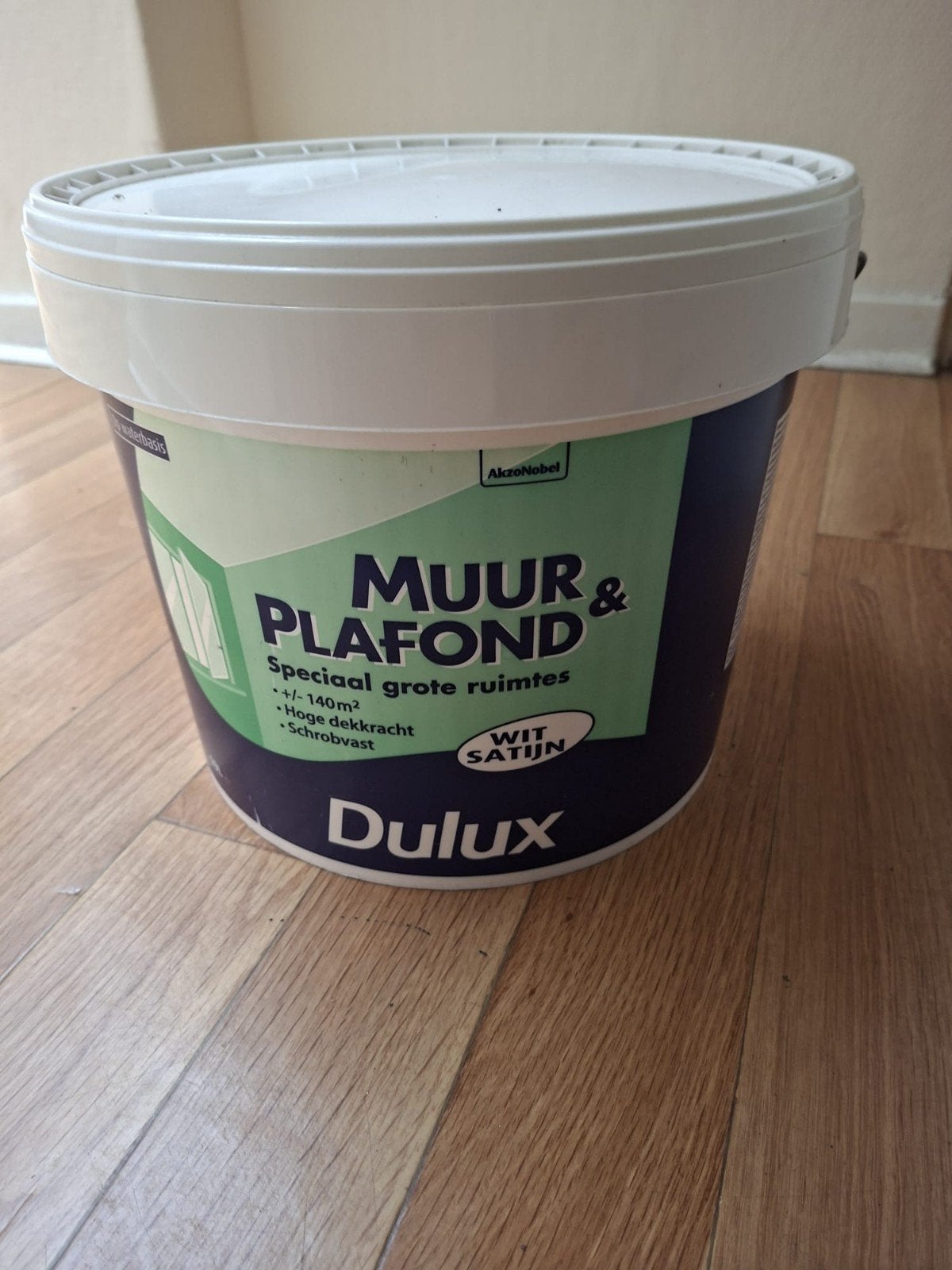 Peinture Mur/Plafond Dulux blanc satin 10L +-140 m² (Neuf), Doe-het-zelf en Bouw, Verf, Beits en Lak, Verf, Wit, Ophalen