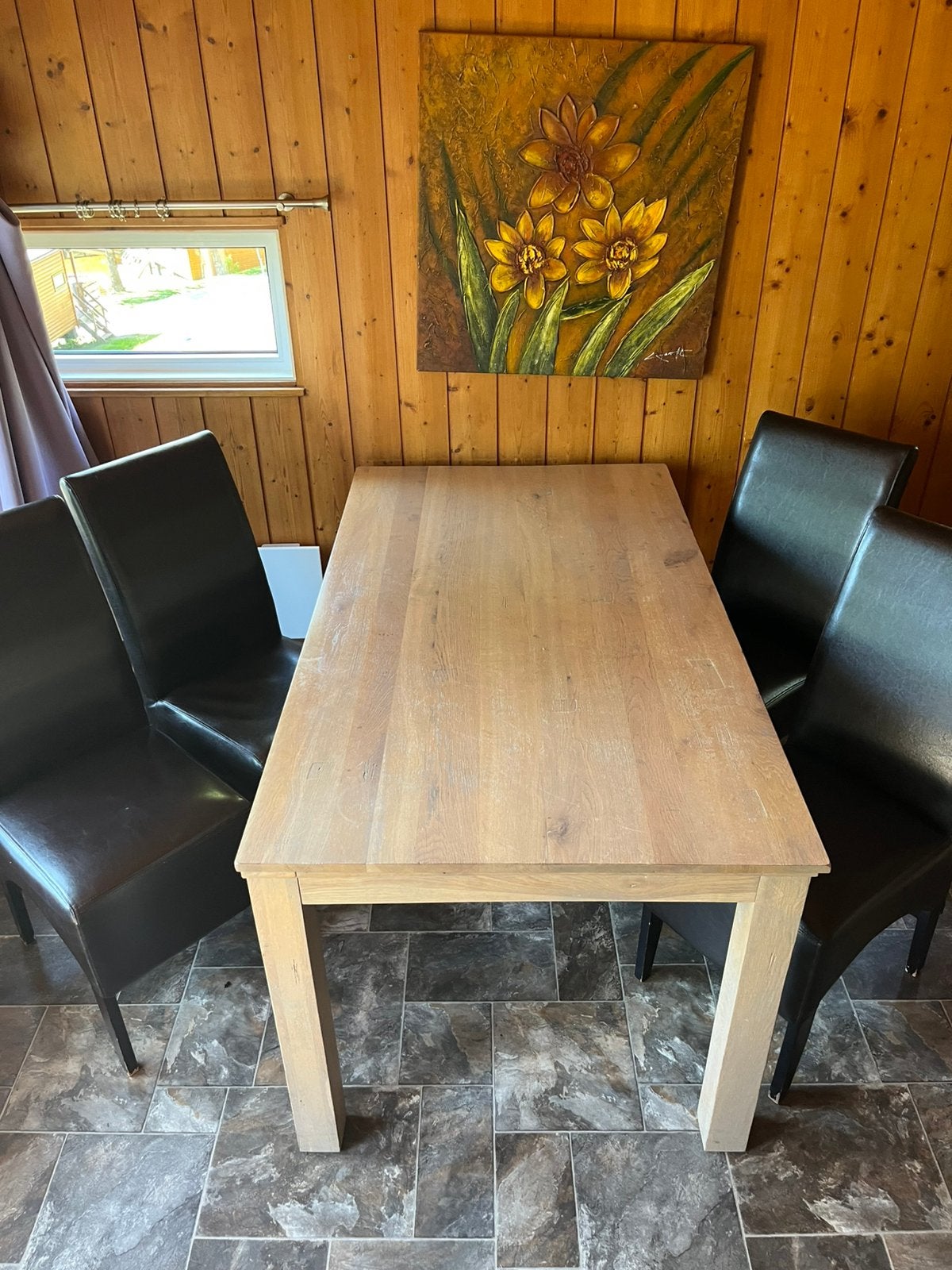 Tefel met 4 stoelen, Maison & Meubles, Tables | Tables à manger, Enlèvement, Comme neuf