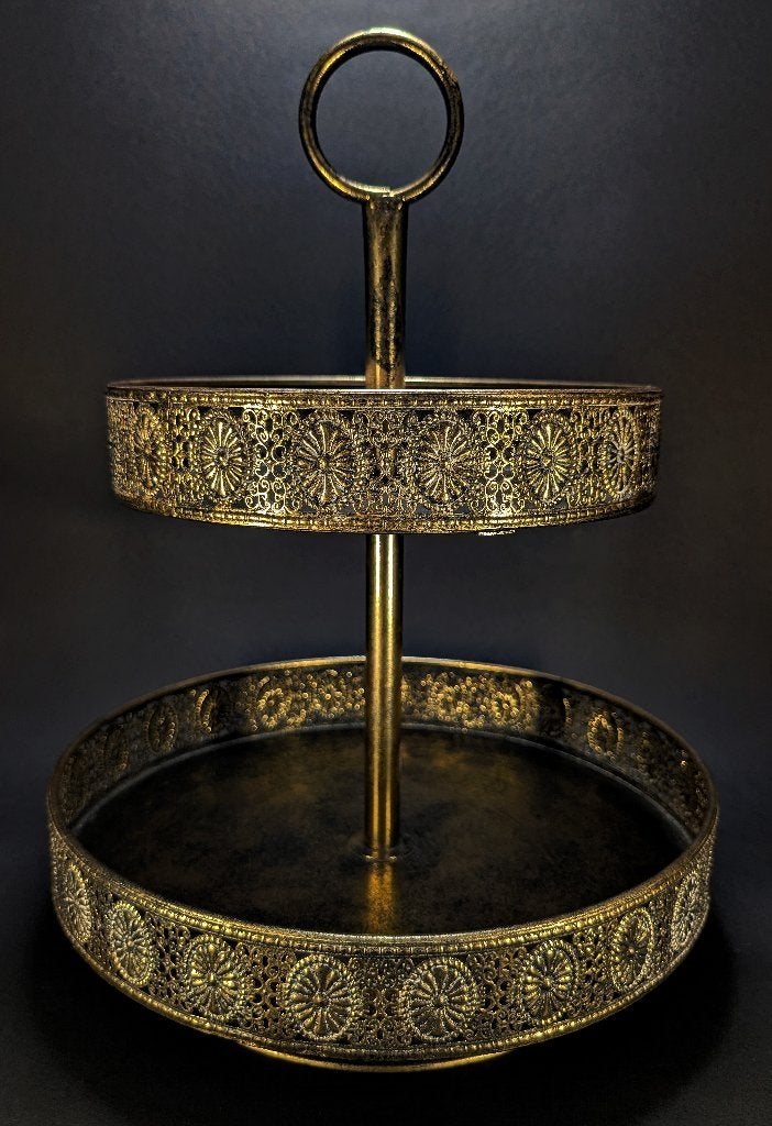 Shabby Chic Decorative 2-Tier Serving Stand, Maison & Meubles, Rond, Plateau de service, Utilisé, Métal