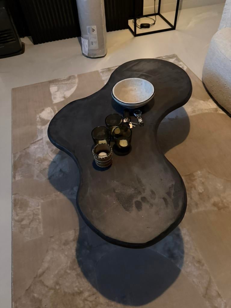 Prachtige antraciet mortex salontafel, Huis en Inrichting, Ophalen, 100 tot 150 cm, Zwart, 50 tot 100 cm