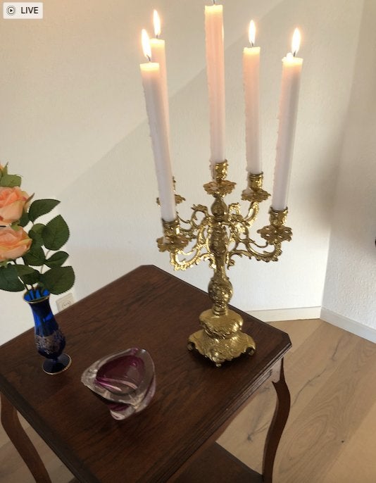 Antieke Vol Koperen Kandelaar (5-armig) – Zware Barok Stijl, Ophalen, Koper