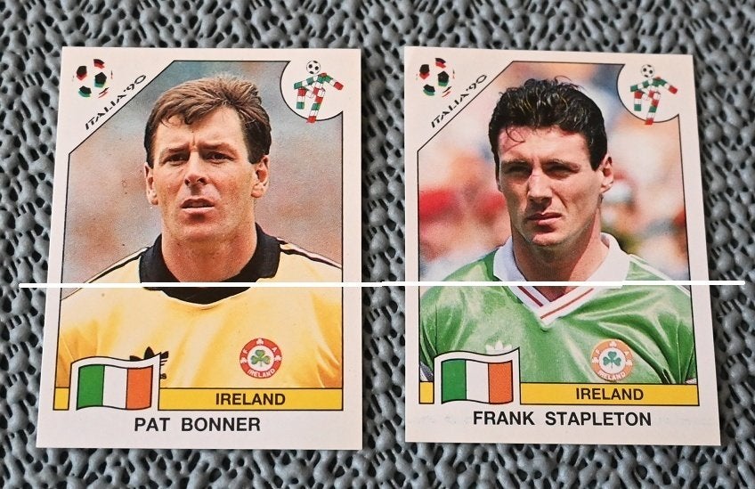 Panini Italia 90 Ierland Pat Bonner en Frank Stapleton, Verzenden, Nieuw, Poster, Plaatje of Sticker
