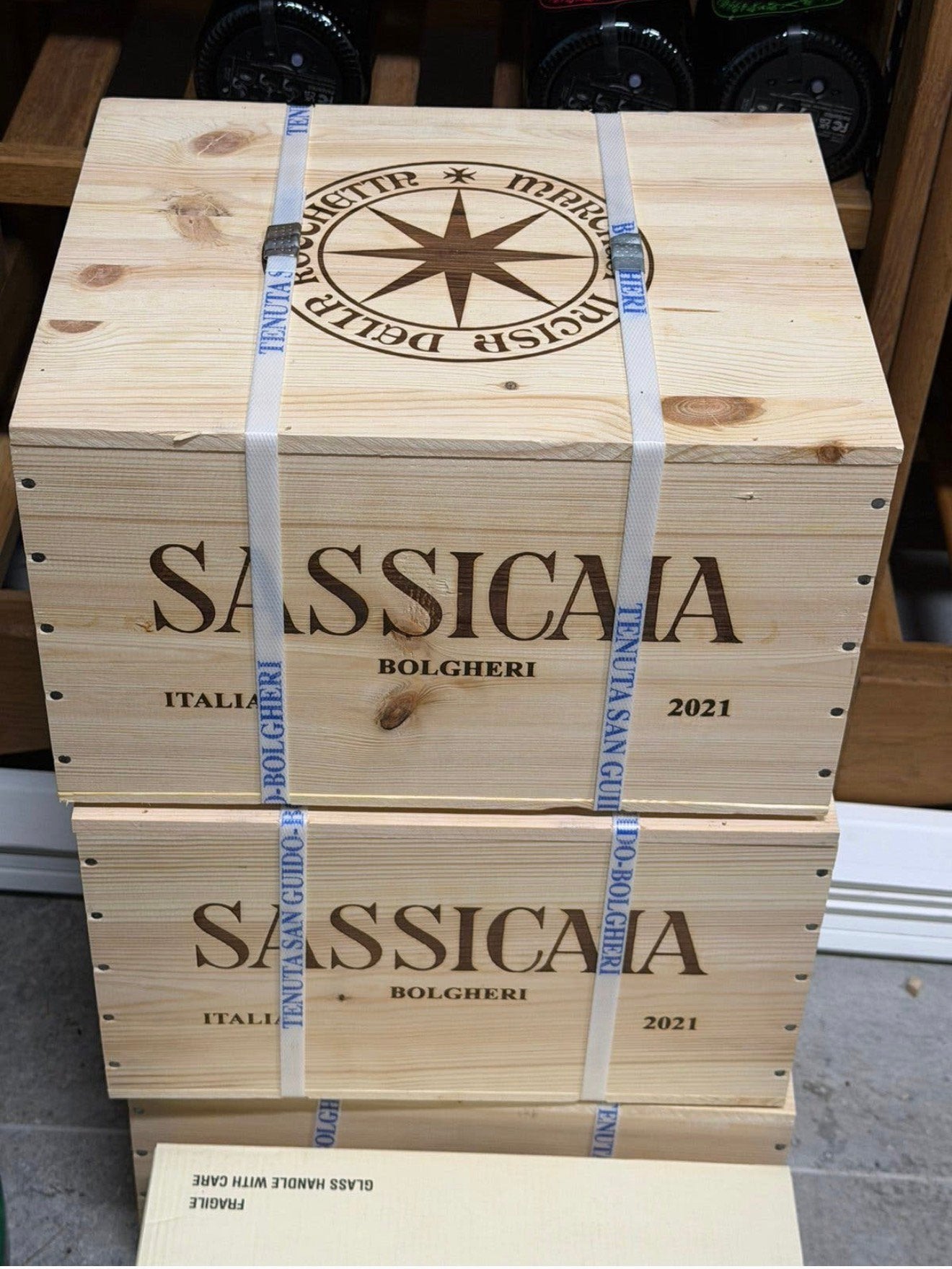 Sassicaia 2021 - 2 kisten, Ophalen, Zo goed als nieuw