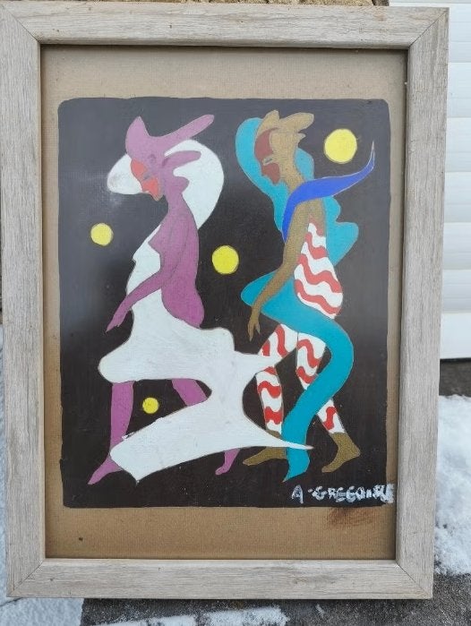 Gouache signe Albert gregoire, Antiek en Kunst, Kunst | Schilderijen | Klassiek, Ophalen of Verzenden, Gouache