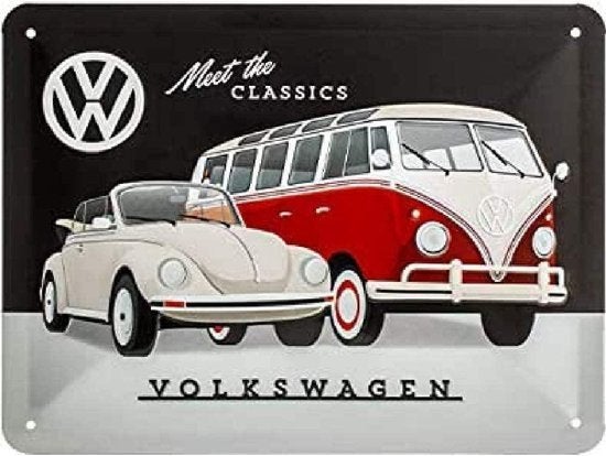 VW Volkswagen Mustang Harley Fiat Fendt metalen reliëf bord, Verzamelen, Ophalen of Verzenden, Nieuw, Reclamebord