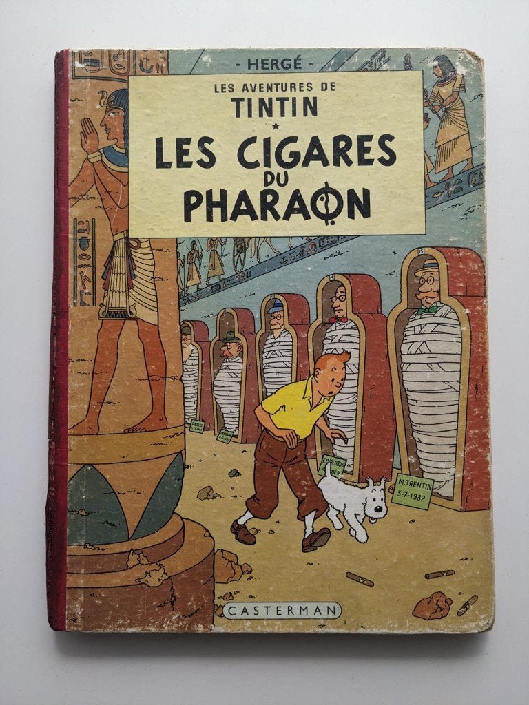Tintin Les Cigares du Pharaon 1955, premier coloris belge, Enlèvement ou Envoi, Une BD, Utilisé, Hergé