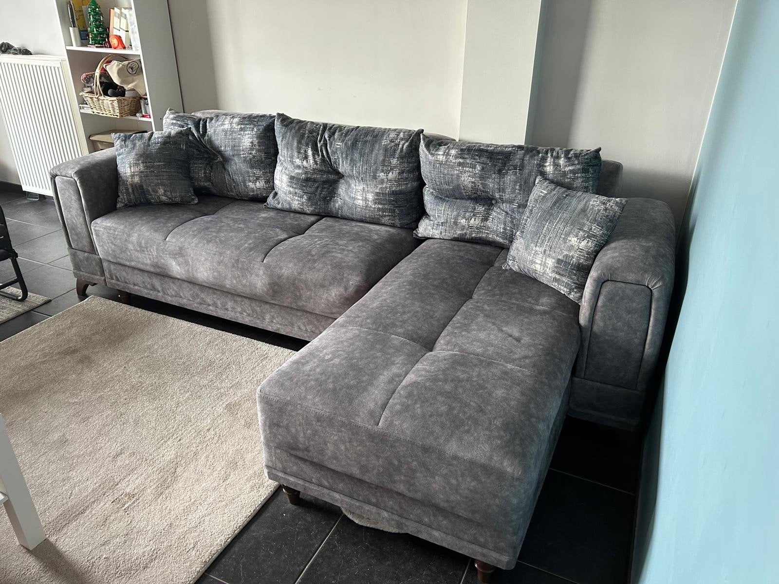 L-vormige zetel met opbergruimte en slaapfunctie, Ophalen, Zo goed als nieuw, Overige materialen, Sportief-chic
