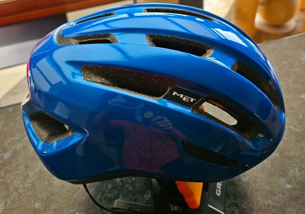 Blauwe fietshelm MET, Comme neuf, MET, Homme ou Femme, Enlèvement