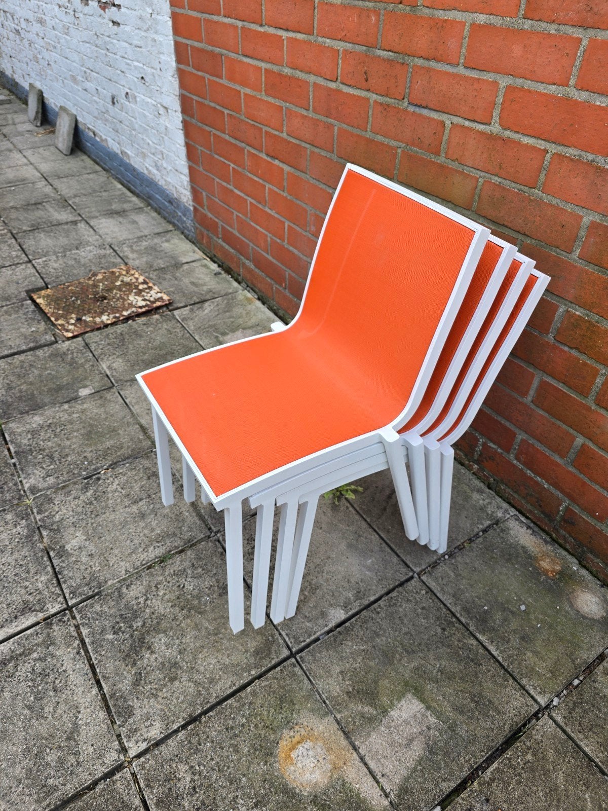 4 tuinstoelen Diphano in alutextileen. 220euro voor de 4., Tuin en Terras, Tuinstoelen, Ophalen, Aluminium, Stapelbaar