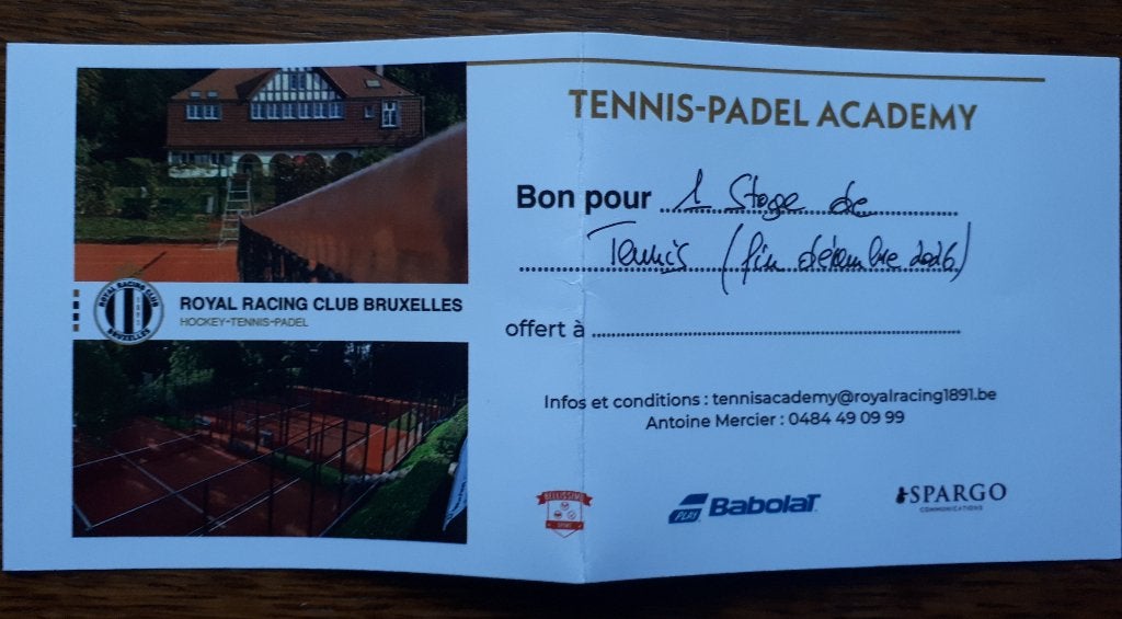 Bon pour un stage de tennis, Envoi, Neuf, Raquette