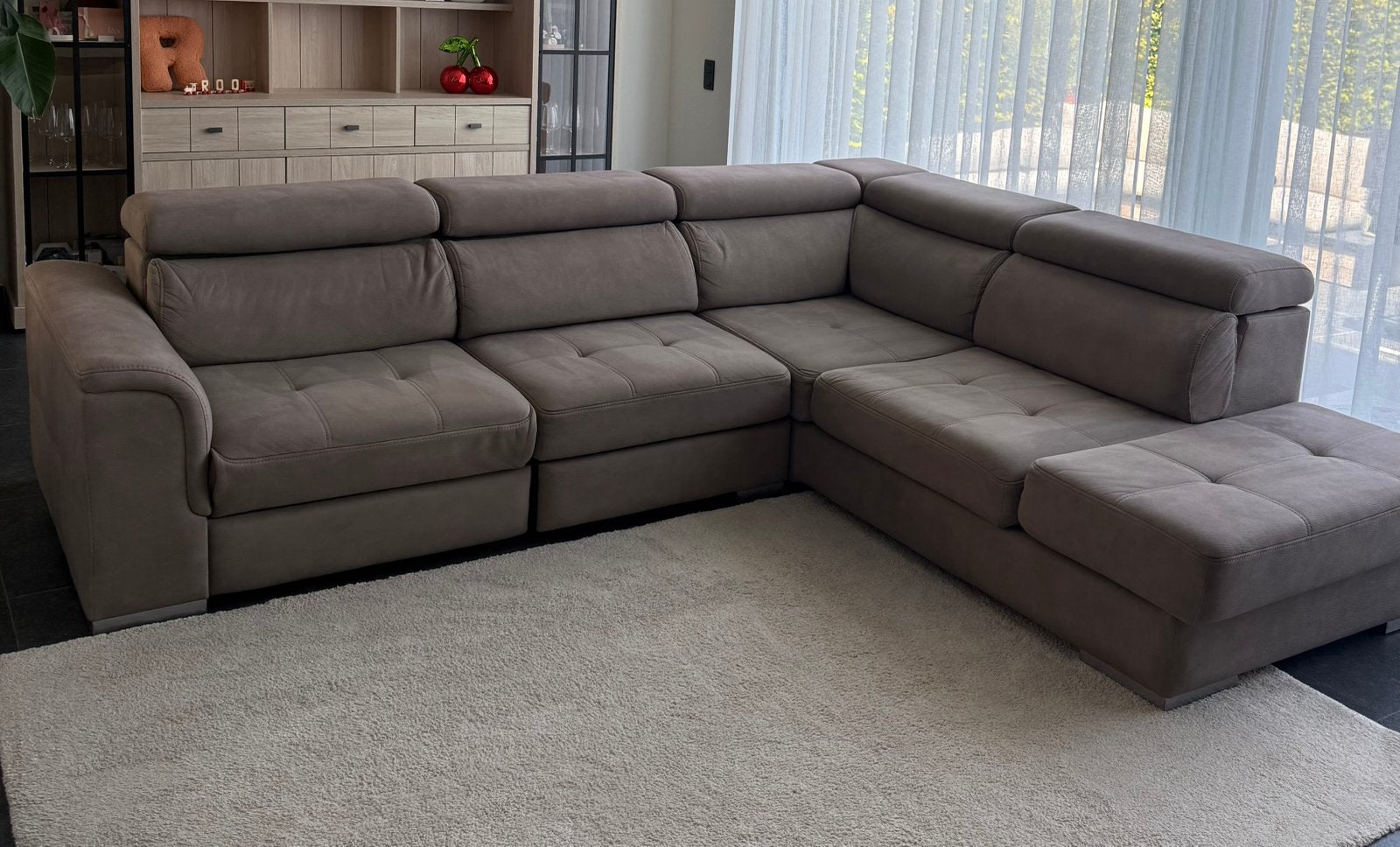 Moderne hoekzetel met elektrische relax – 290 x 230 cm, Enlèvement, Utilisé