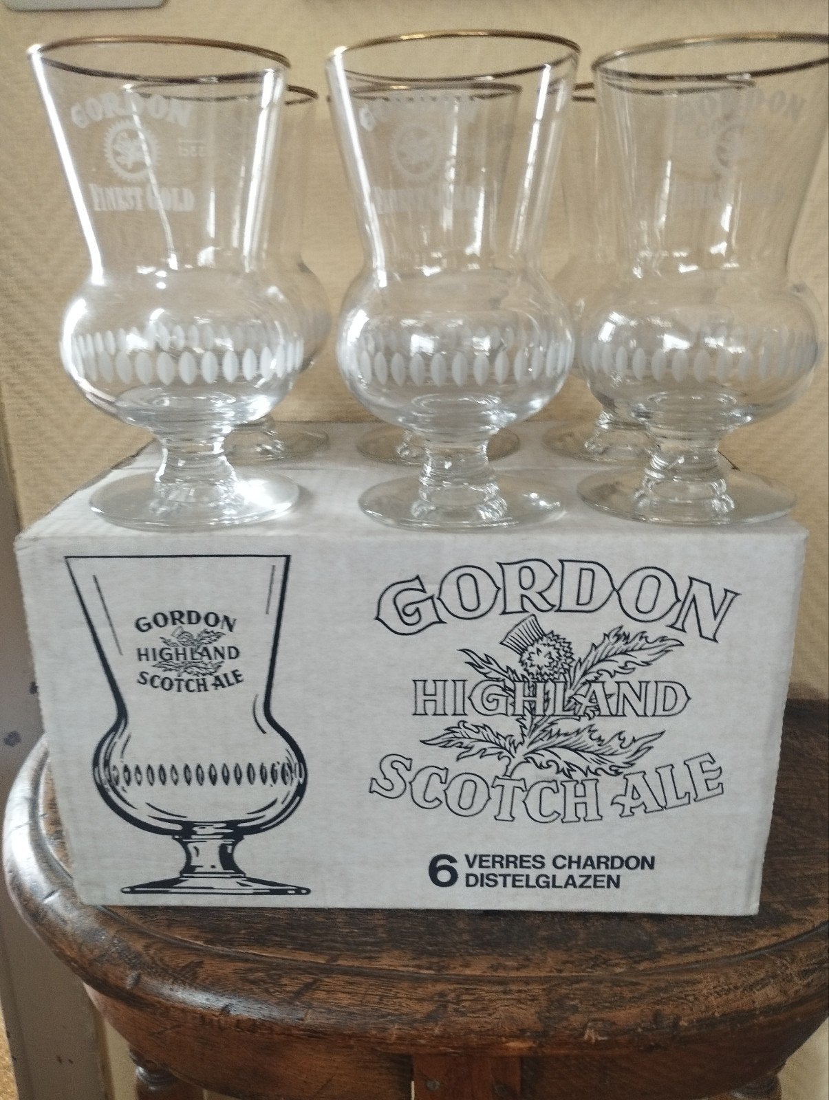 Lot de 6 verres à bière Gordon Finest Gold, Collections, Enlèvement ou Envoi