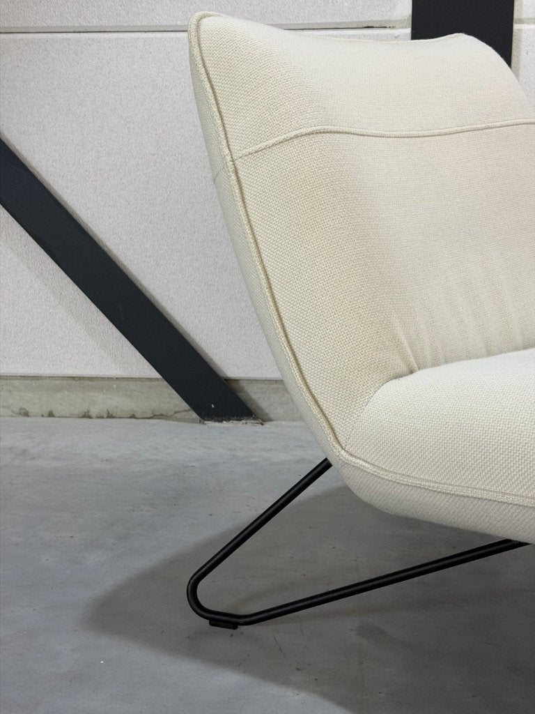 Rolf Benz Freistil 394 fauteuil - crèmekleurige stof, Huis en Inrichting, Ophalen, Gebruikt, 75 tot 100 cm, Metaal