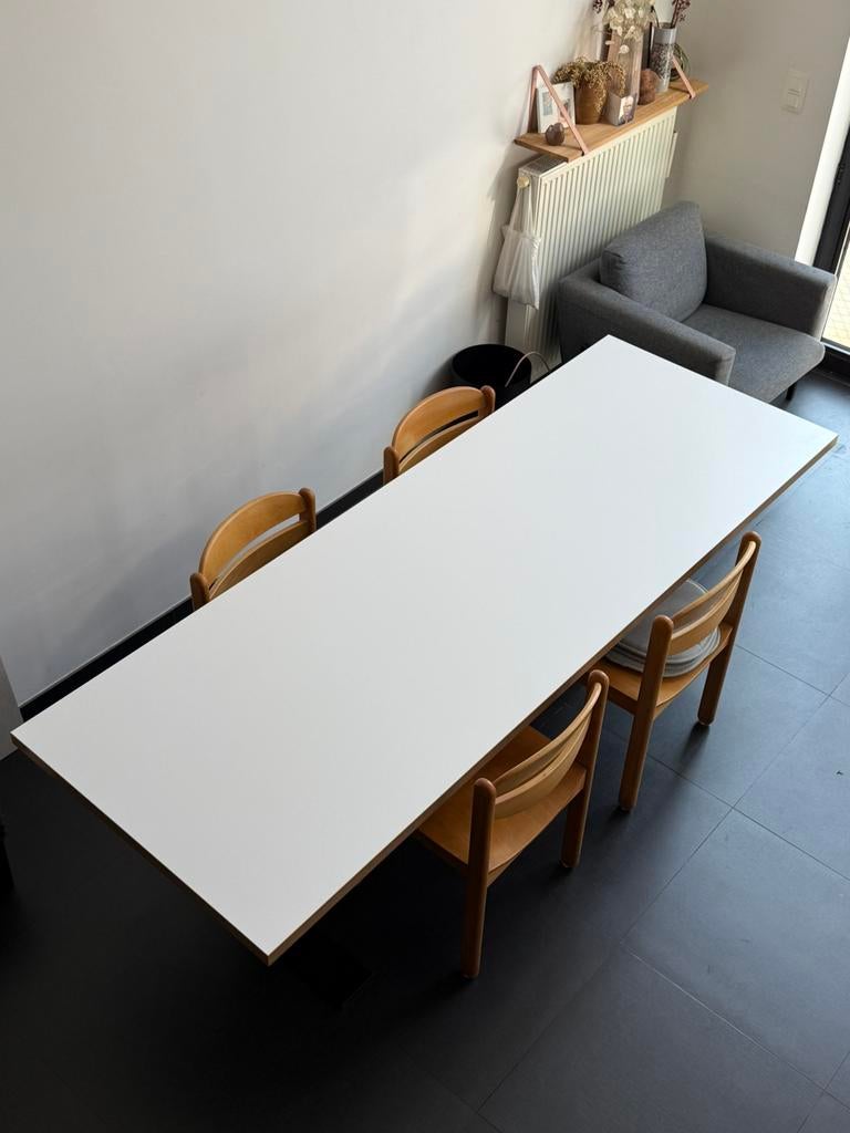 Grote eettafel met middenpoot, Métal, Comme neuf, Enlèvement, 50 à 100 cm