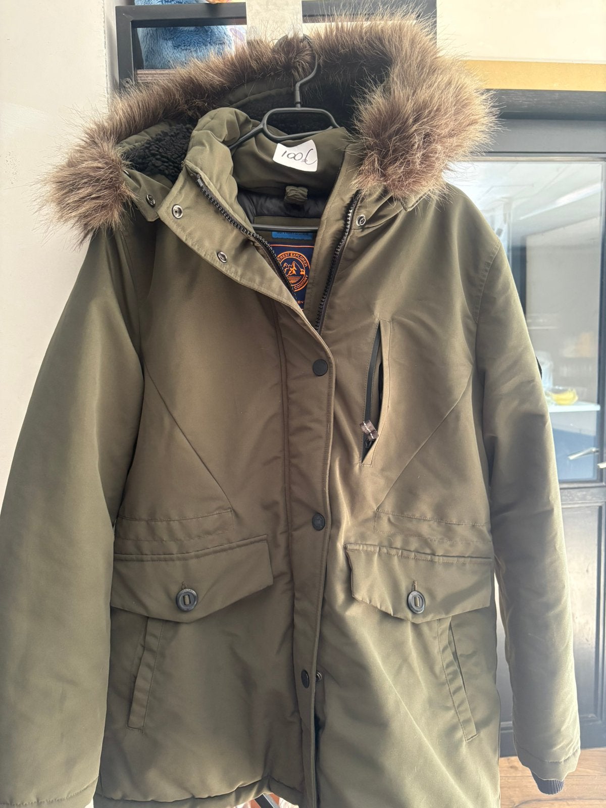 Winterjas superdry, Ophalen, Zo goed als nieuw, Maat 42/44 (L), Groen