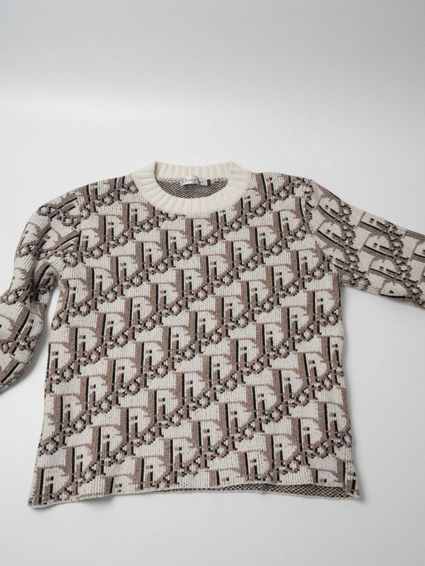 Pull vintage à monogramme Christian Dior - Taille L, Vêtements | Hommes, Pulls & Vestes, Comme neuf, Taille 52/54 (L), Brun, Enlèvement ou Envoi