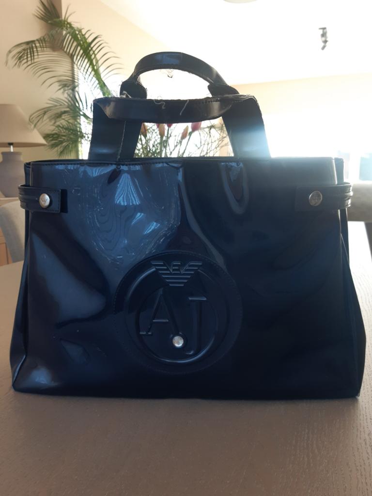 Handtas lak blauw Armani J. Authentiek., Enlèvement ou Envoi, Bleu, Sac à main