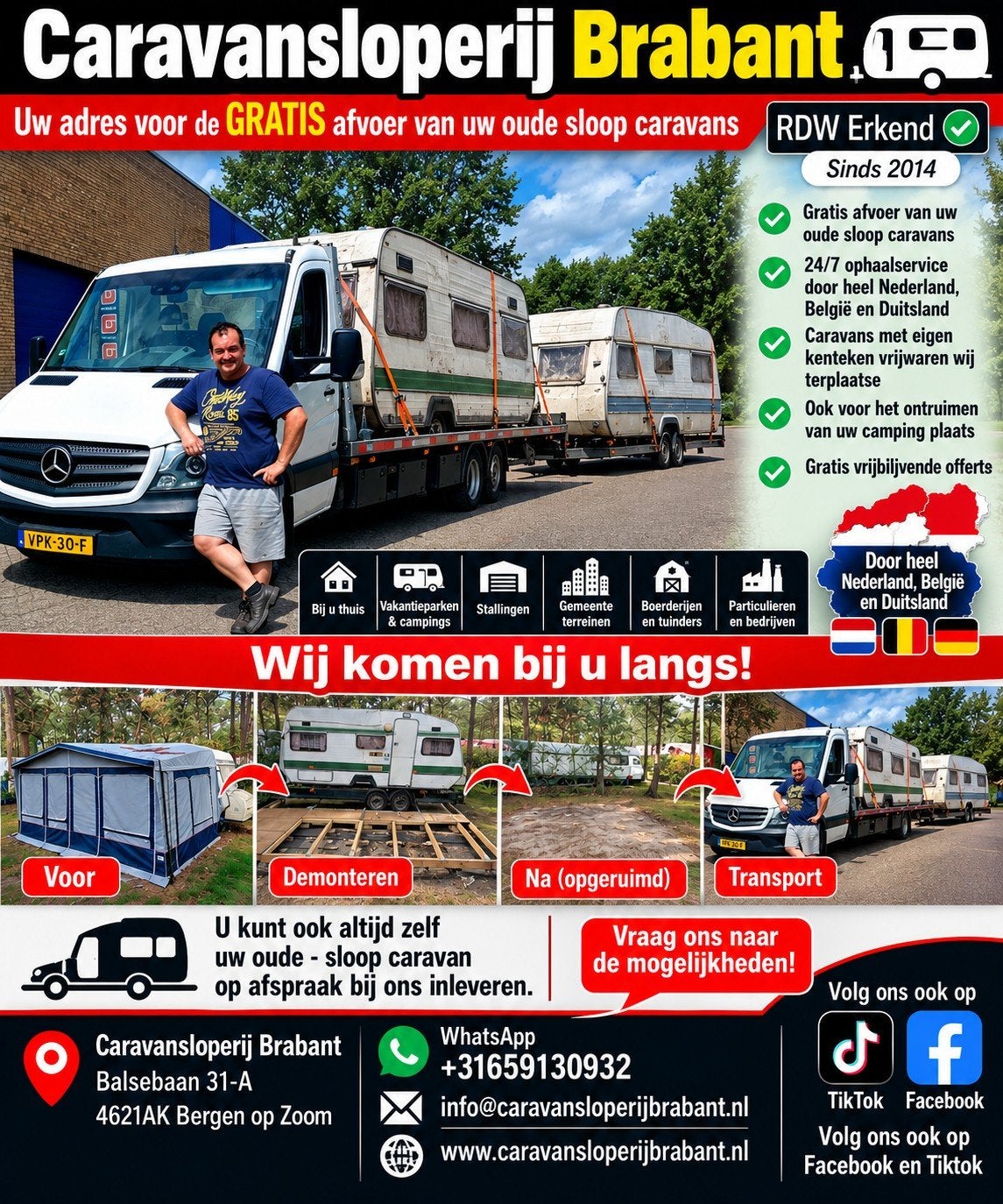 Gratis afvoer van uw oude sloop caravans, Autres marques, Entreprise, Autre