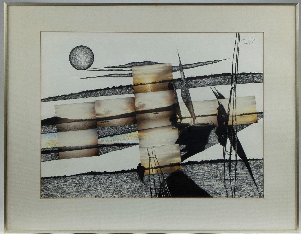 Origineel werk van Paul Van Hoeydonck, Antiquités & Art, Art | Peinture | Moderne, Enlèvement, Encadré, Collage, Abstrait