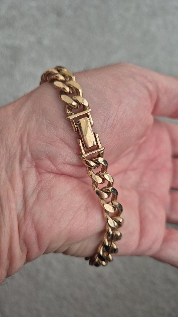 Chique Armband gouden > kleur - 38 gram -23,5 cm lang =>, Handtassen en Accessoires, Armbanden, Ophalen, Nieuw, Goud, Overige materialen