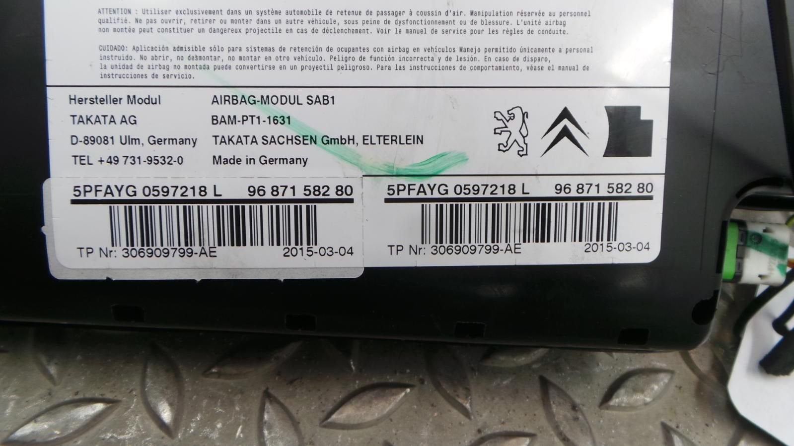 CITROEN DS4 AIRBAG RECHTS 2015, Ophalen of Verzenden, Gebruikt, ARN erkend