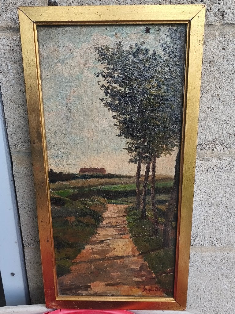 Huile sur toile paysage signe gustave de smet, Enlèvement ou Envoi, Paysage, Toile