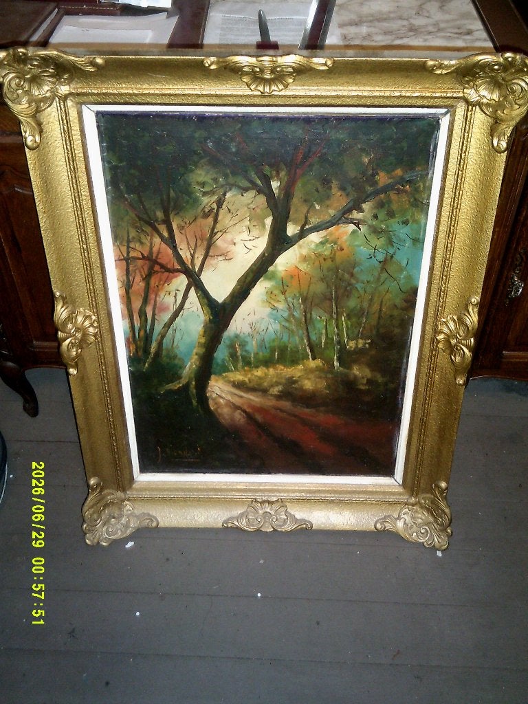 Tableau signé (nom peintre pas très lisible) sur toile, Enlèvement, Signé, Toile