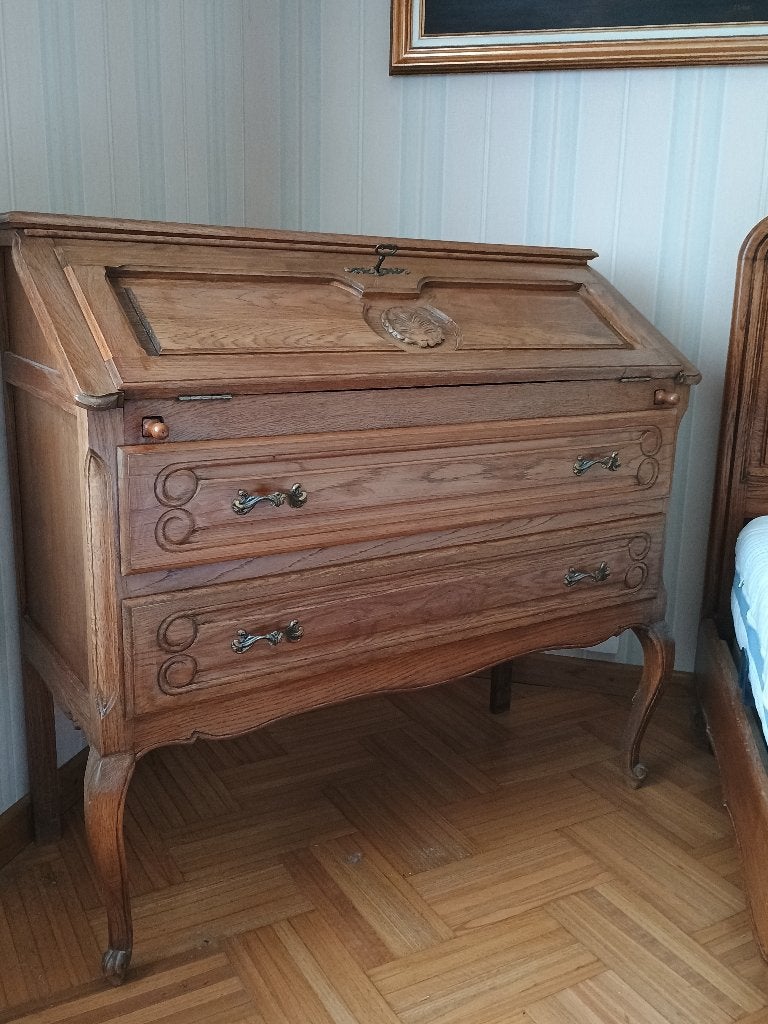 secretaresse van massief eikenhout, Huis en Inrichting, Ophalen, Gebruikt, Louis XV