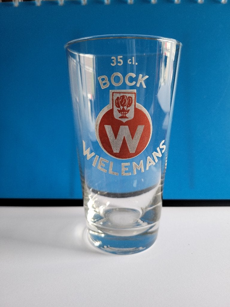 verre à bière émaillé bock wielemans, Enlèvement ou Envoi, Utilisé, Verre ou Verres, Autres marques