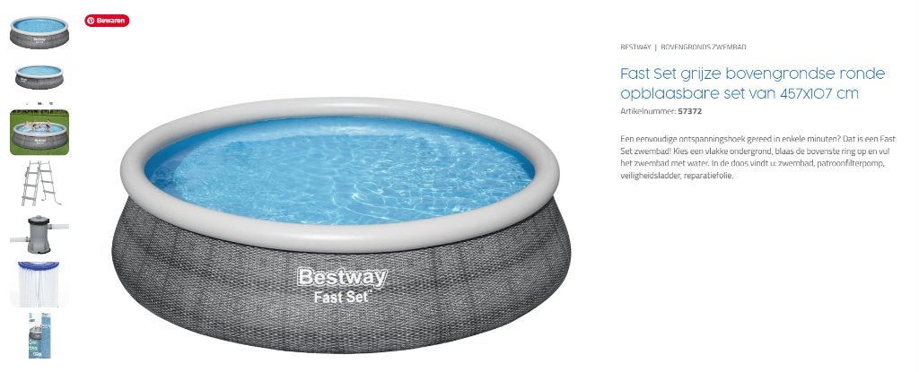 Bestway zwembad 457 op 107, Ophalen, Gebruikt, Opblaaszwembad, 80 tot 120 cm