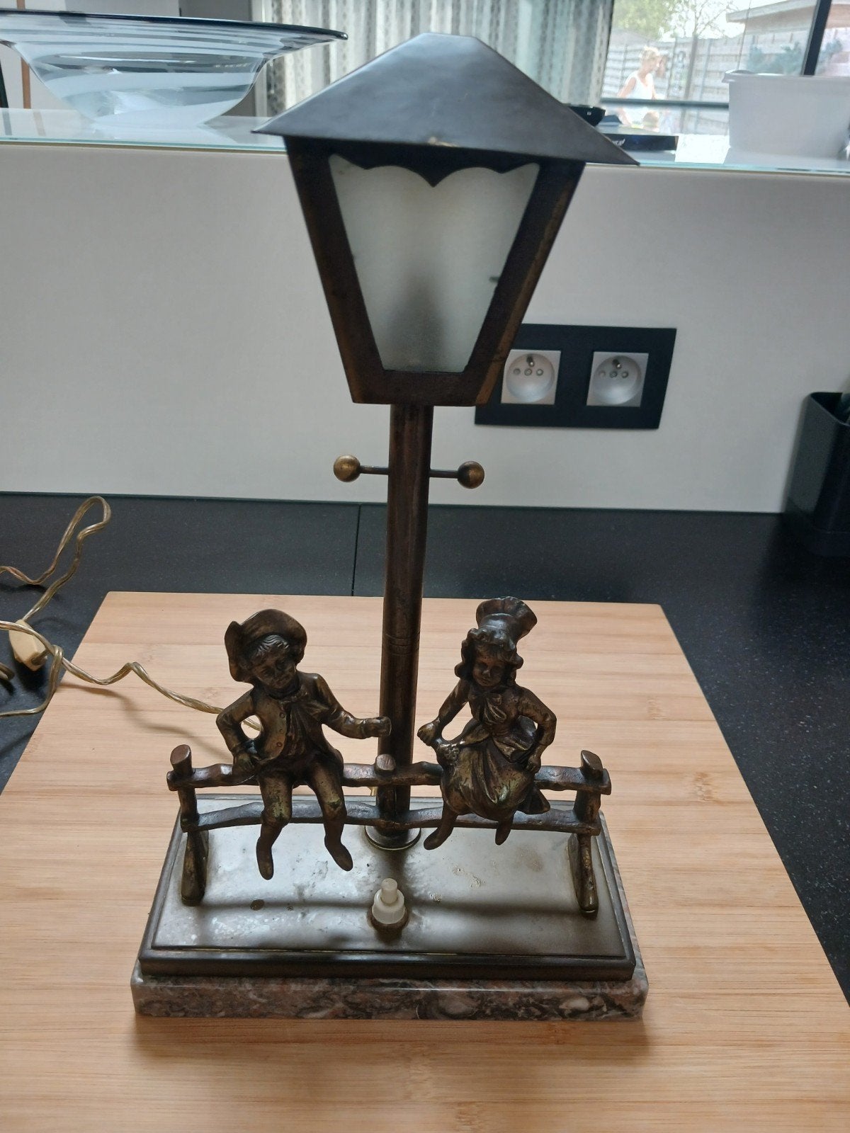 bronzen tafel lamp, Antiek en Kunst, Ophalen