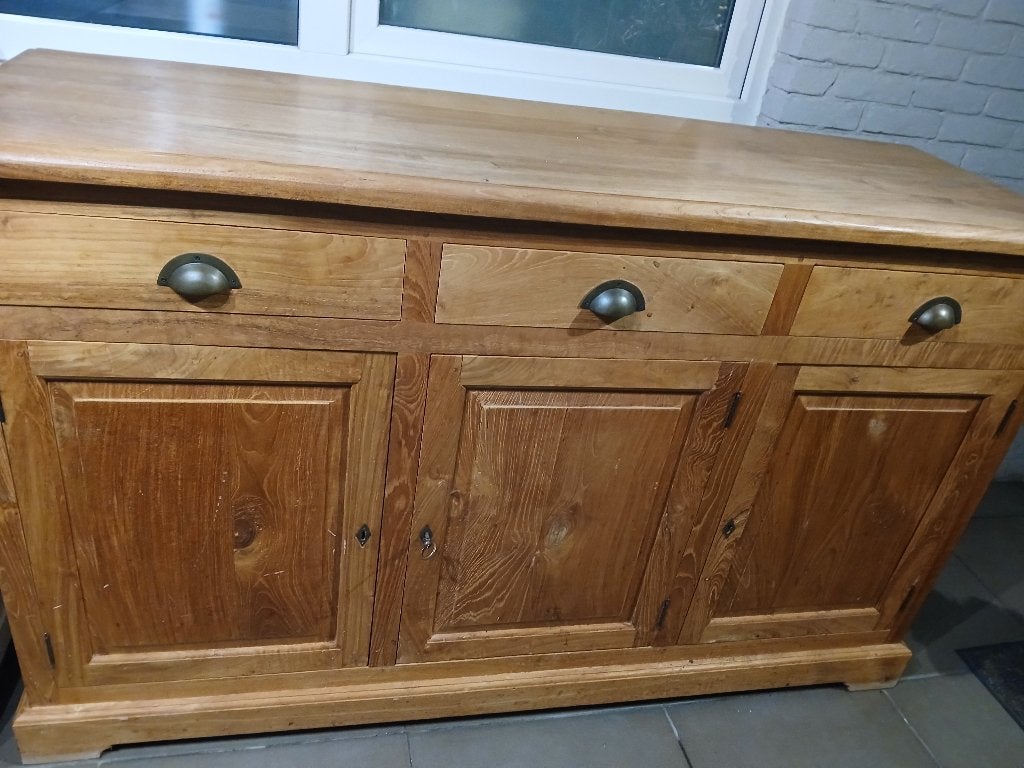 Set dressoir en computermeubel teak, Ophalen, Gebruikt, Teakhout