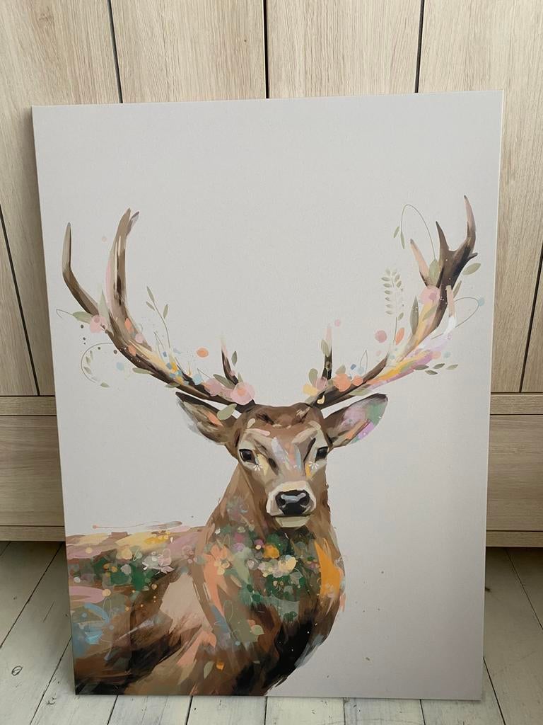 Canvas schilderij hert – IKEA - 50 x 70cm, Ophalen, Zo goed als nieuw, Schilderij