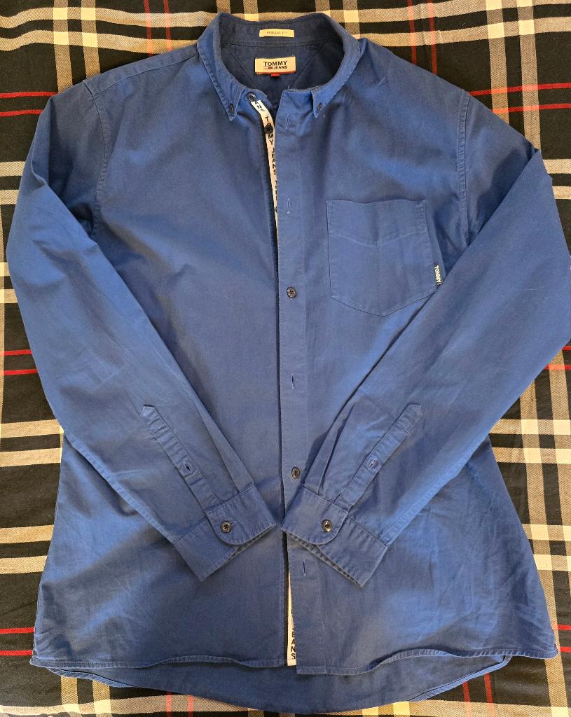 Chemise Tommy Jeans - bleue - L, Tour de cou 41/42 (L), Enlèvement ou Envoi, Porté, Bleu