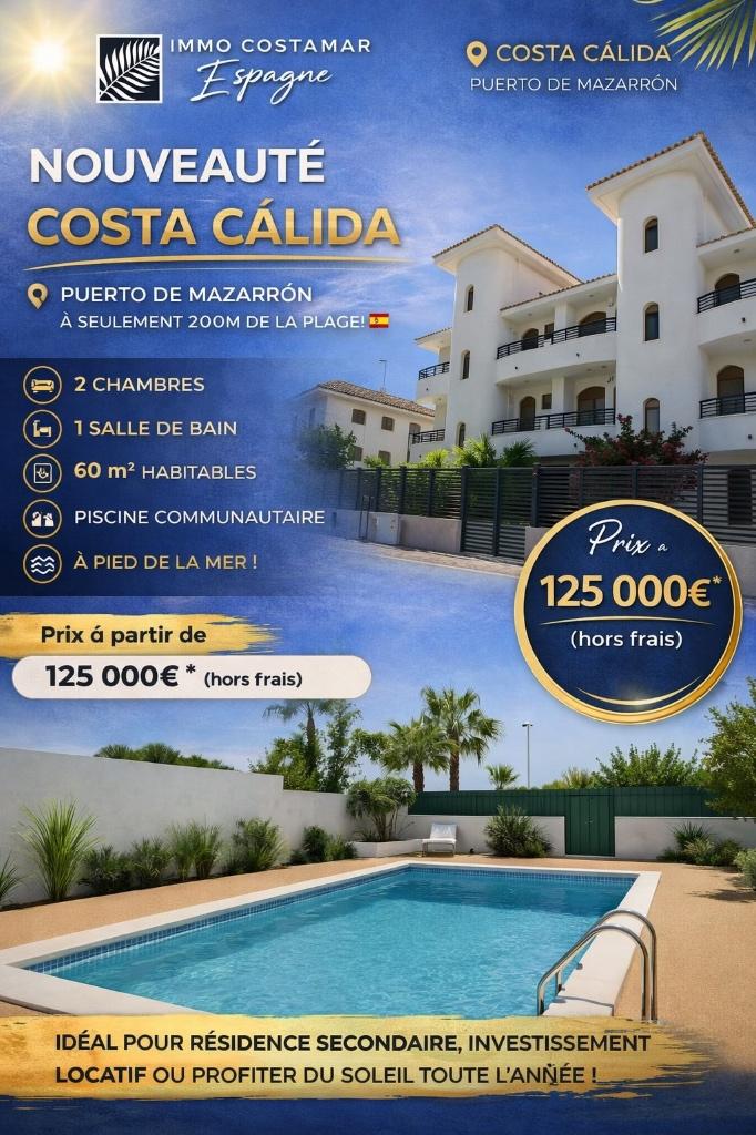 appartement sur le bord de mer costa calida, Immo, Étranger, Espagne, Appartement, Village