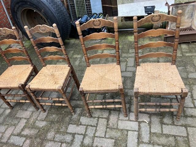 4 houten stoelen met rieten zitting, Antiek en Kunst, Ophalen