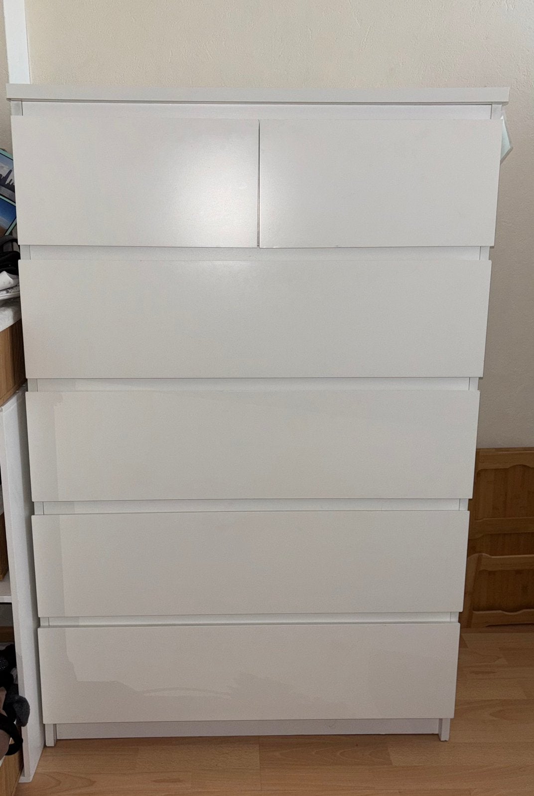 Commode MALM ikea blanche, Huis en Inrichting, Kasten | Ladekasten, Zo goed als nieuw, 5 laden of meer, Ophalen