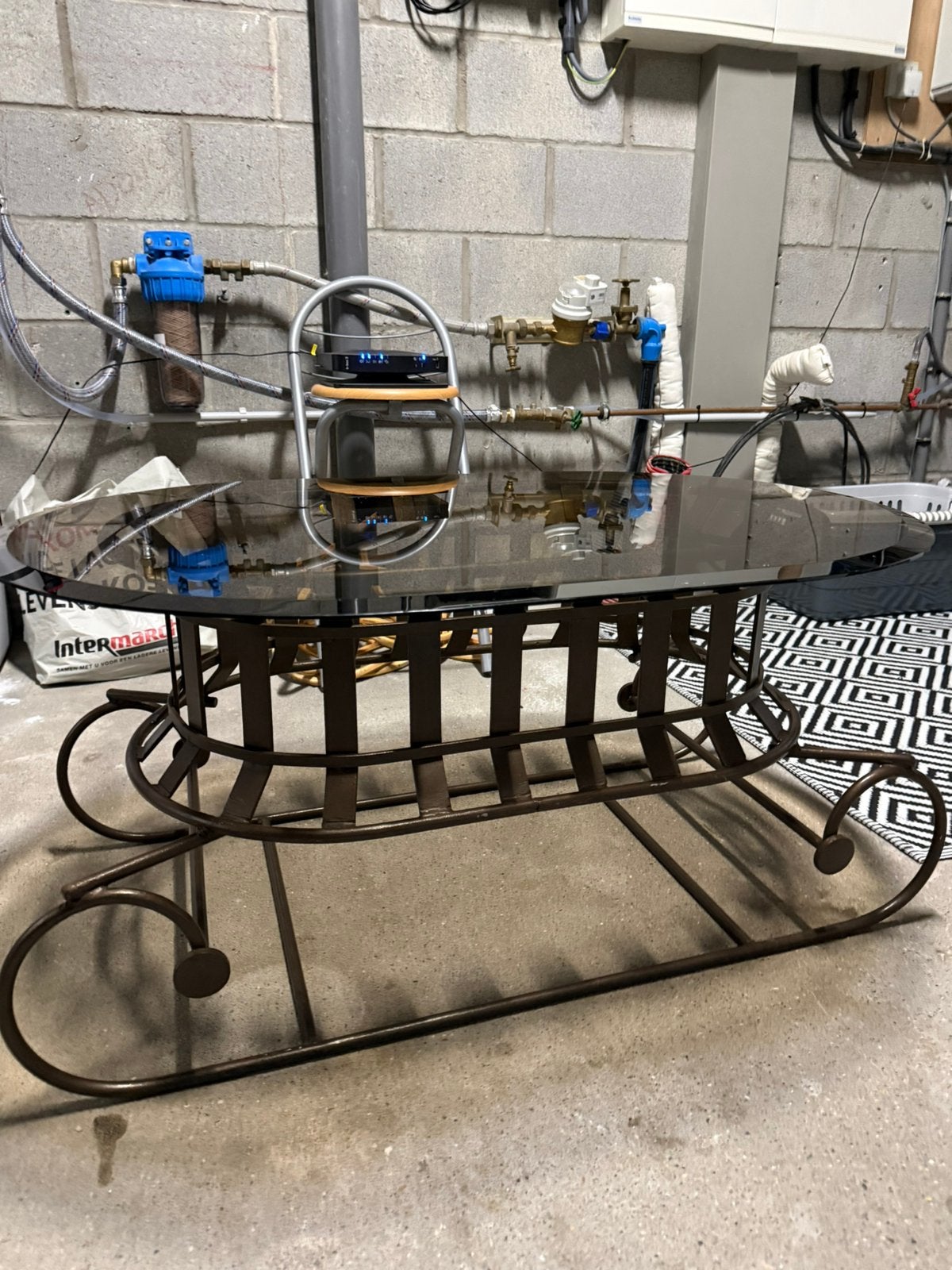 Table de salon en fer forgé et vitre en verre, Enlèvement