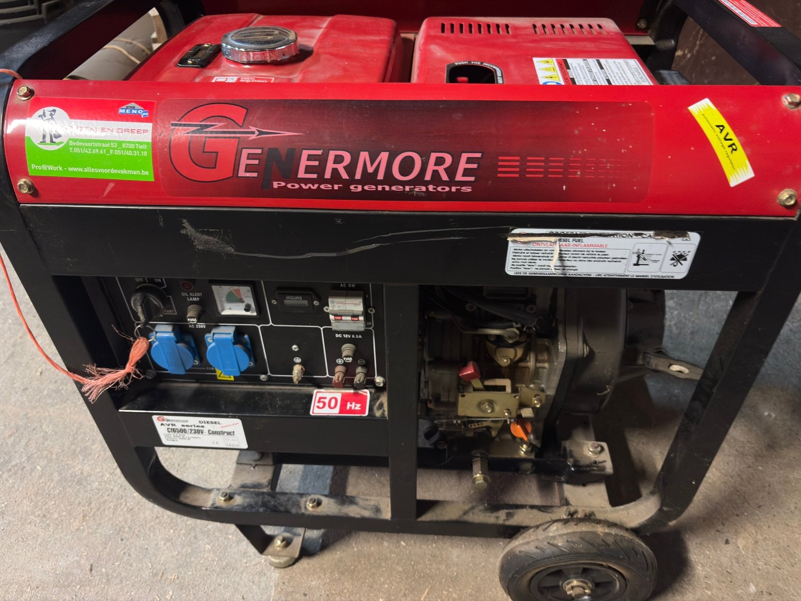 Groupe électrogène diesel 6,5 KVA MONO, Bricolage & Construction, Enlèvement, Comme neuf
