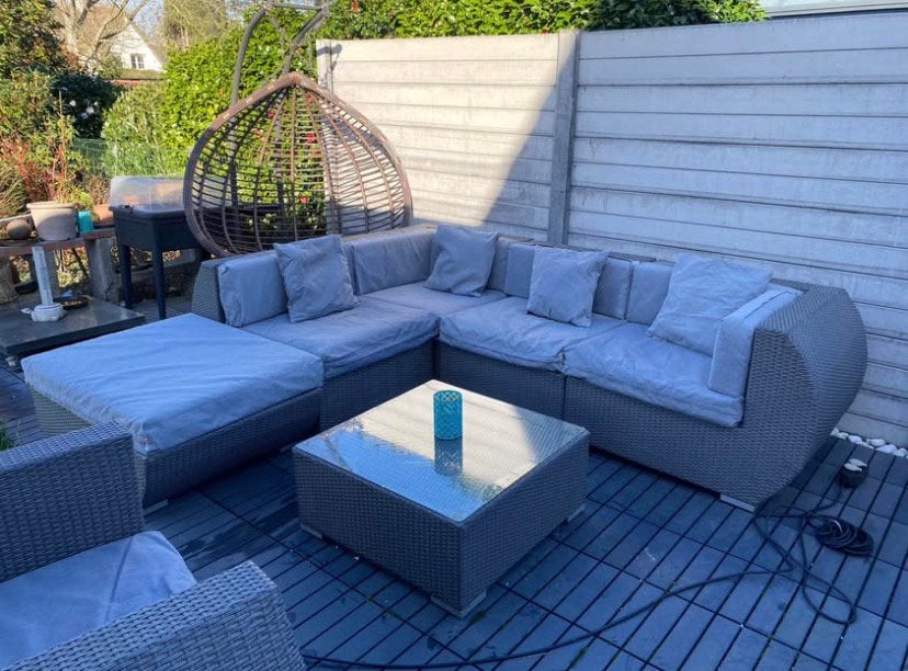 Loungset met nieuwe water resistant kussens, Tuin en Terras, Ophalen, Zo goed als nieuw, Bank