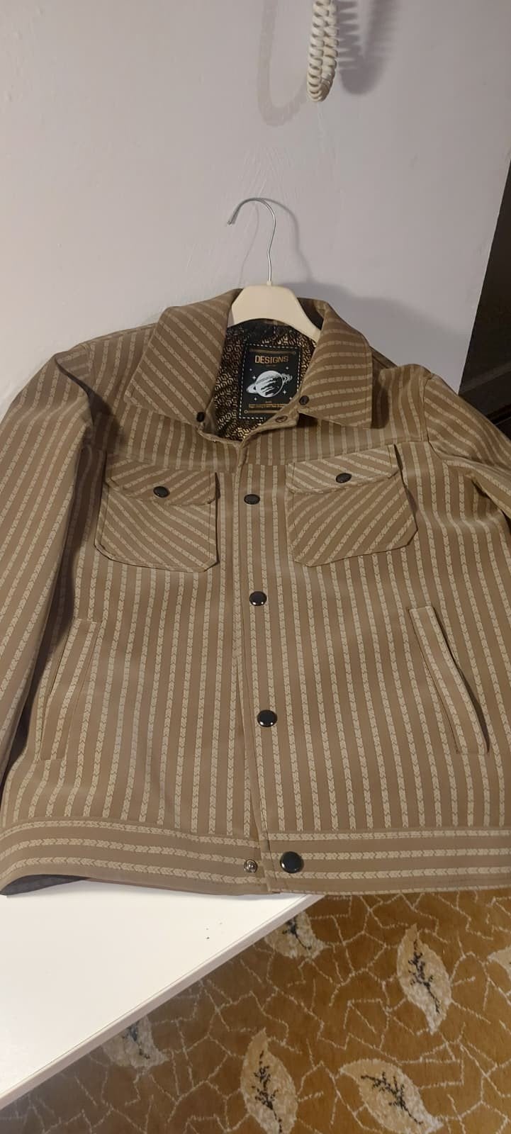 Indigofera Copeland gestreept overhemdjasje - Beige/Indigo., Vêtements | Hommes, Vestes | Été, Enlèvement, Taille 48/50 (M), Beige