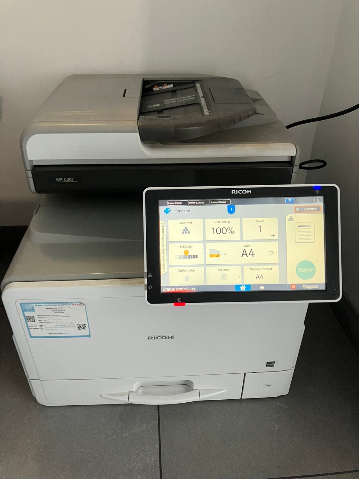 Printer Ricoh MPC307 kleur, Ophalen of Verzenden, Zo goed als nieuw, Kopieren, Printer