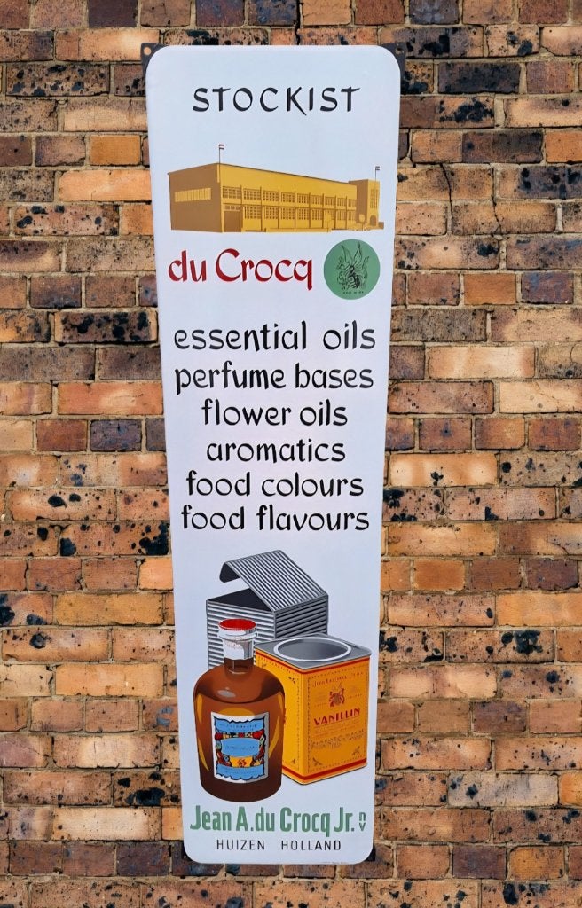 Emaille reclamebord voor Jean A. du Crocq Jr. Huizen Holland, Enlèvement ou Envoi, Utilisé, Panneau publicitaire