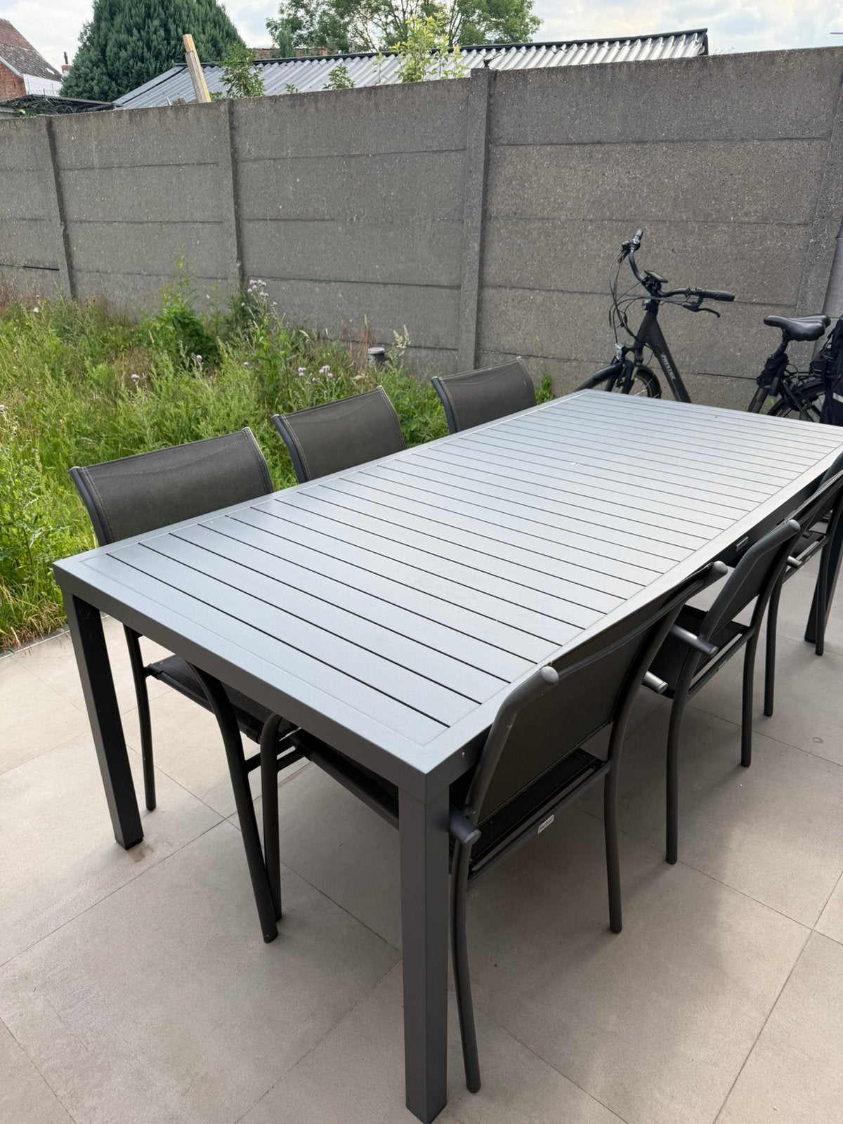 Aluminium tuintafel set met 6 stoelen, Tuin en Terras, Eettafel, 6 zitplaatsen, Aluminium, Ophalen of Verzenden